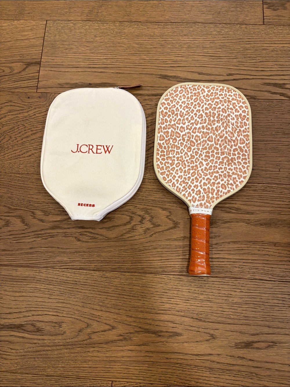 J. Crew Leopard-Print Pickleball Paddle with Orange Handle